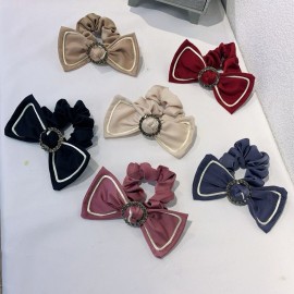 Fashion Alley Stone Bow Scrunchies For Women [Pack Of 12]