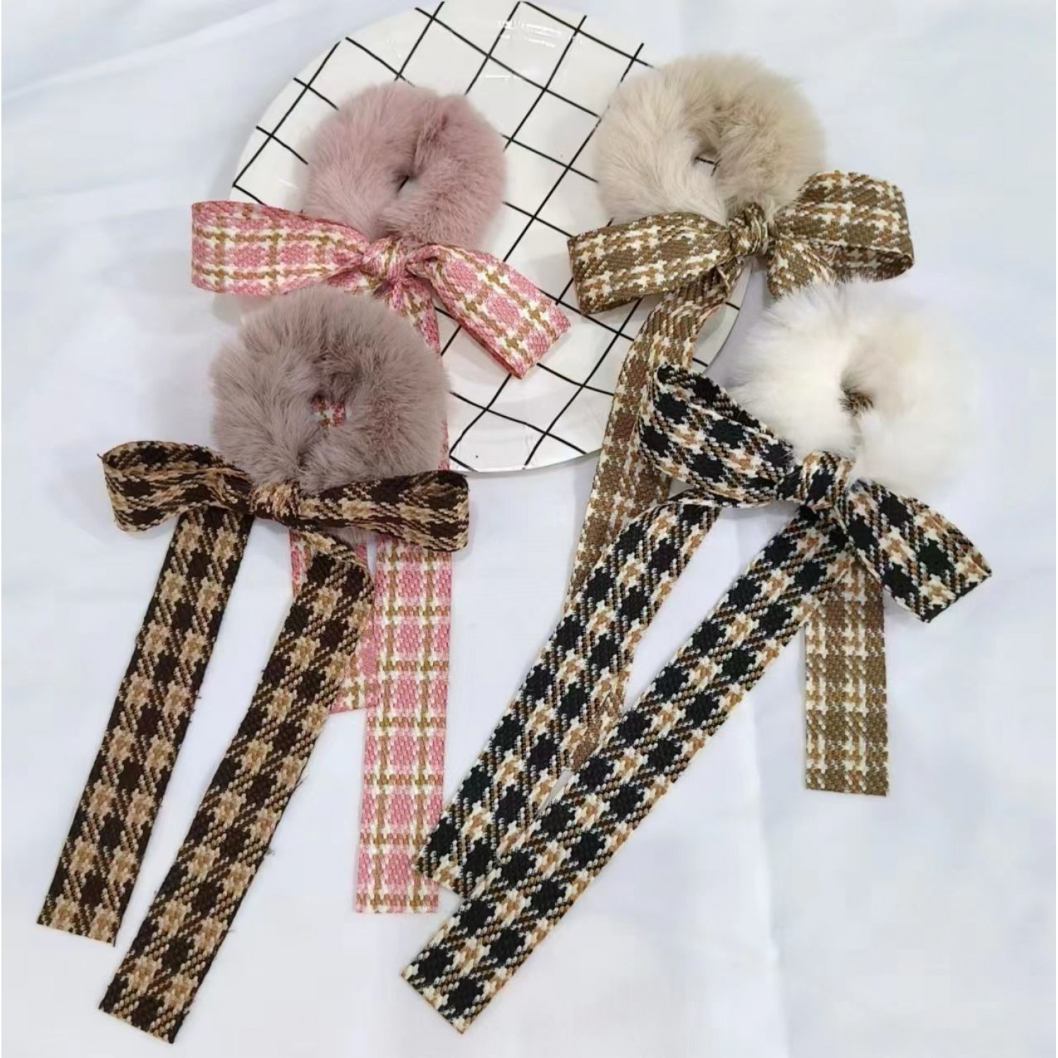 Fashion Alley Fur Scrunchies For Women [Pack Of 12]