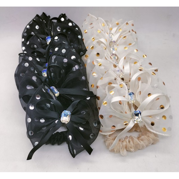 Fashion Alley Bow Organza Rubber Band For Women Pack Of 36 Pc