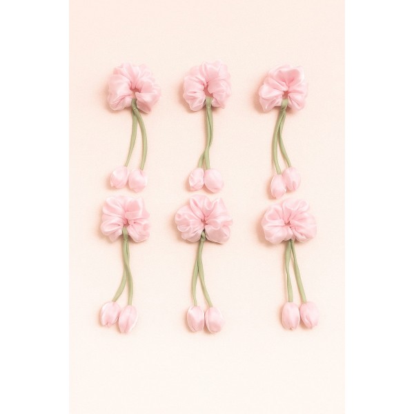 Fashion Alley Assorted Color Tulip Rubber Band For Women Pack Of 12 Pc